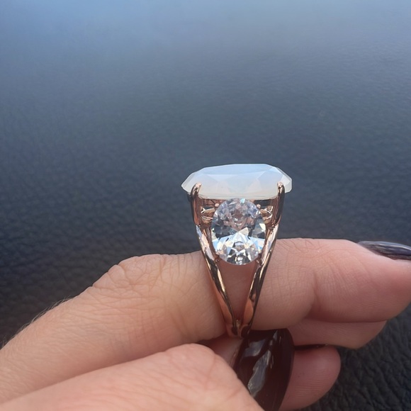 Size 6 rose gold tone stainless steel ring fire opal - Picture 5 of 7